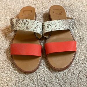 Dolce Vita Women's Red and Snake Print Sandals